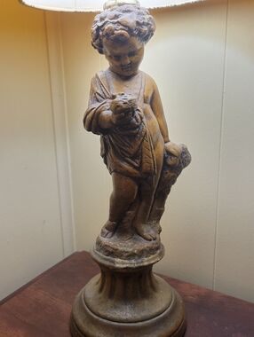 Vintage Cherub Plaster Lamp With Shade